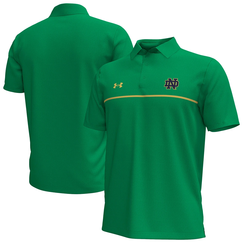 Men's Under Armour Kelly Green Notre Dame Fighting Irish Playoff Chest Stripe Performance Polo