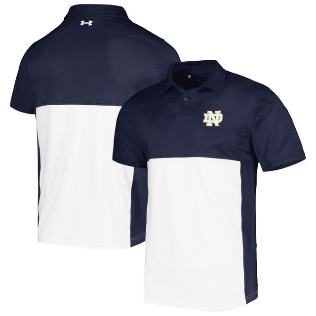 Under Armour Homme Bleu Marine/Blanc Notre Dame Fighting Irish Green Blocked Polo Performance