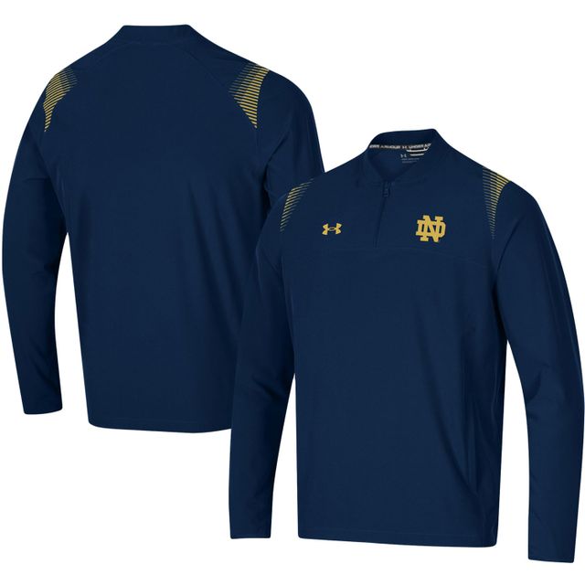 Veste à quart de zip Under Armour Navy Notre Dame Fighting Irish 2021 Sideline Motivate pour hommes