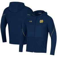 Men's Under Armour Navy Notre Dame Fighting Irish 2021 Sideline Warm-Up Full-Zip Hoodie