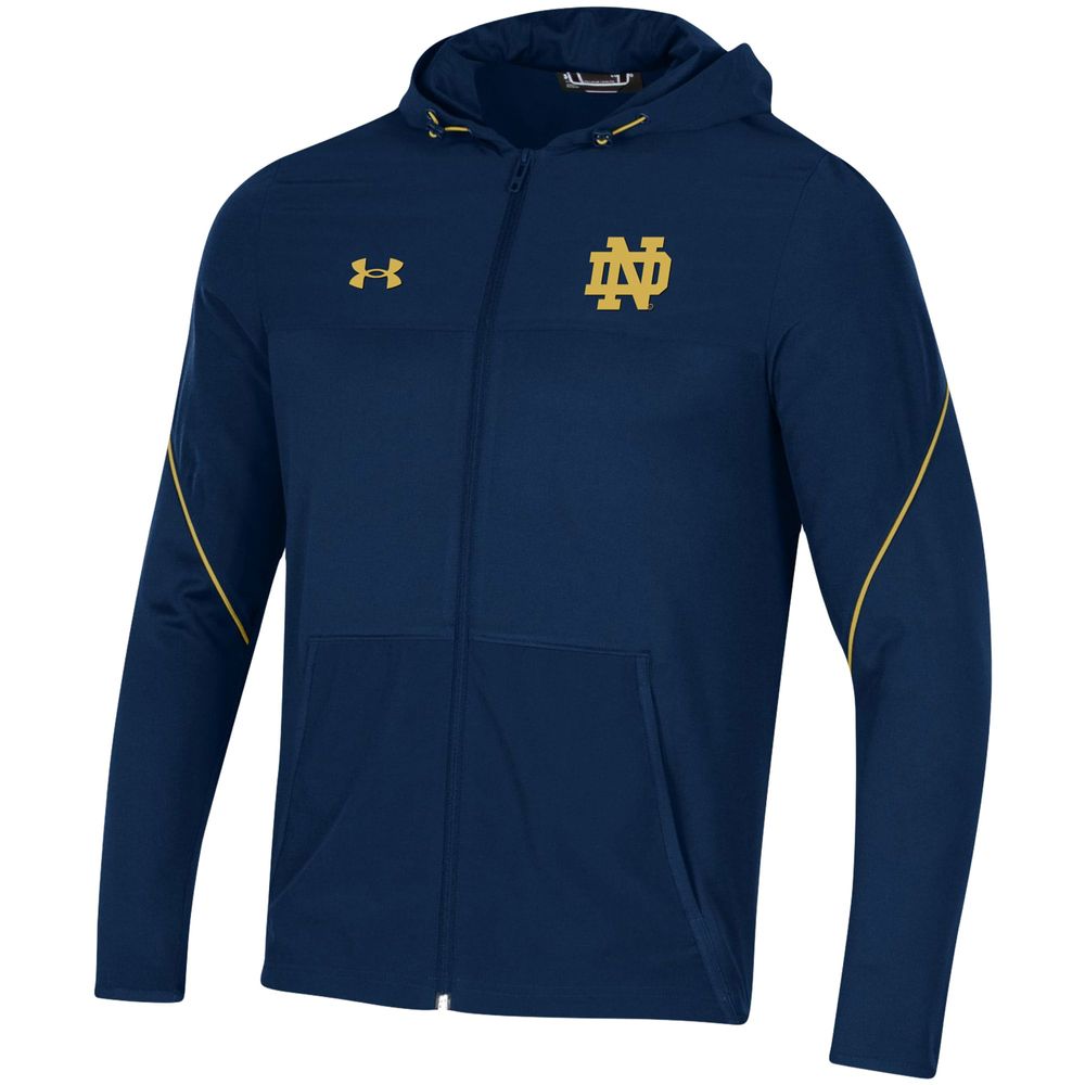 Men's Under Armour Navy Notre Dame Fighting Irish 2021 Sideline Warm-Up Full-Zip Hoodie