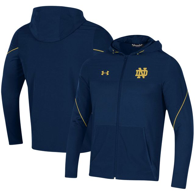 Under Armour Navy Notre Dame Fighting Irish 2021 Sideline Warm-Up Sweat à capuche entièrement zippé pour homme