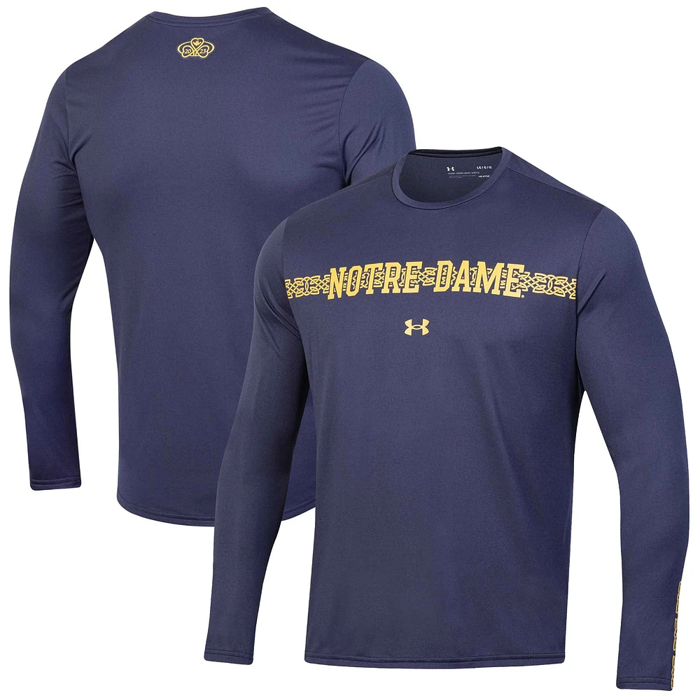 Under Armour Navy Notre Dame Fighting Irish 2023 Aer Lingus College Football Classic Performance T-shirt à manches longues pour hommes