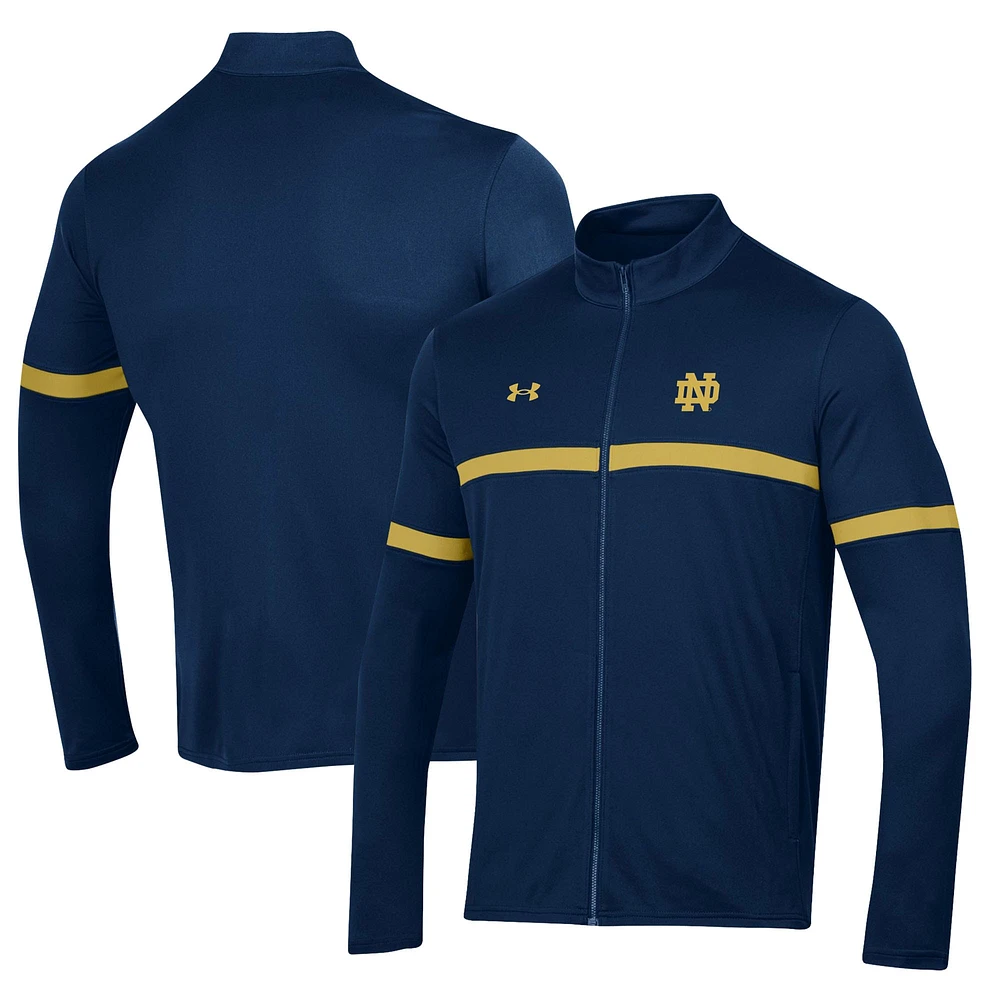 Under Armour Navy Notre Dame Fighting Irish 2023 Assist Warm Up Veste entièrement zippée pour homme