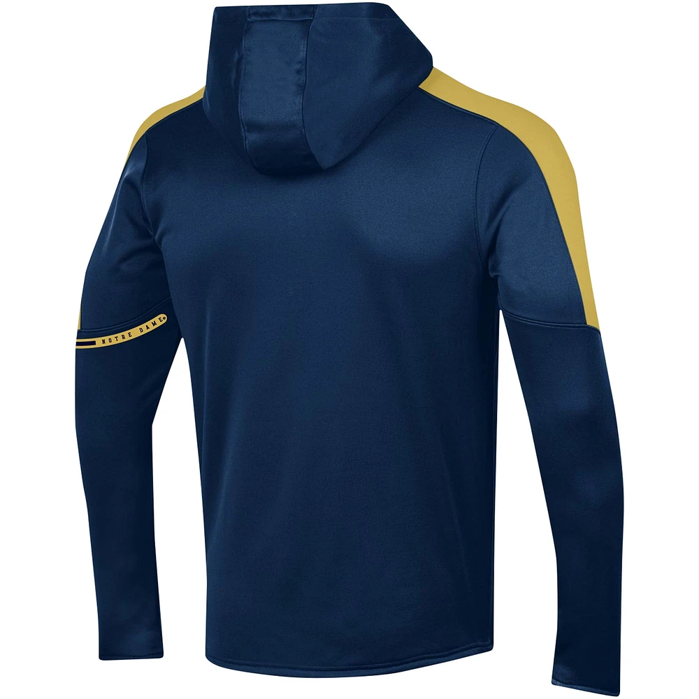 Men's Under Armour Navy Notre Dame Fighting Irish 2023 Sideline Quarter-Zip Hoodie