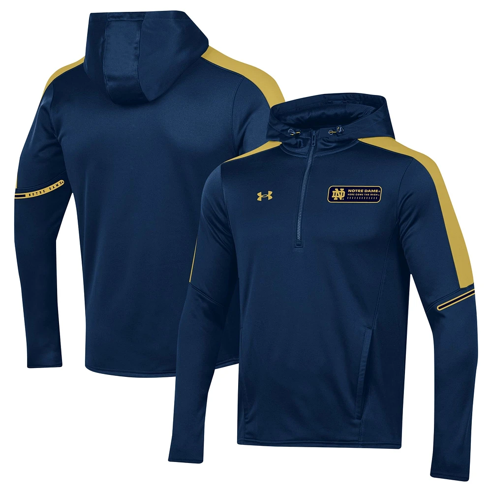 Under Armour Navy Notre Dame Fighting Irish 2023 Sideline Quarter-Zip Sweat à capuche pour homme