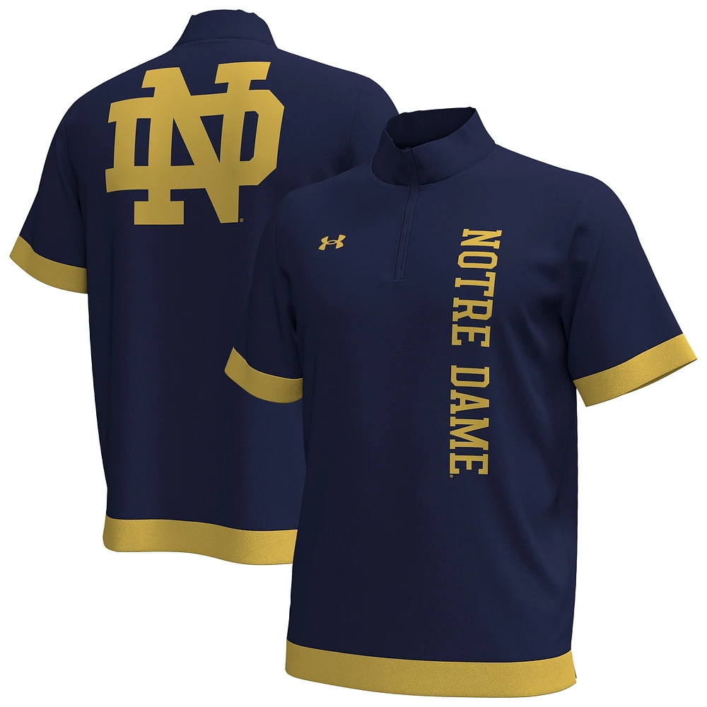 T-shirt à manches courtes et fermeture éclair Under Armour Navy Notre Dame Fighting Irish 2024 pour homme