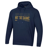 Sweat à capuche Under Armour Navy Notre Dame Fighting Irish 2024 Sideline Wordmark Rival pour hommes