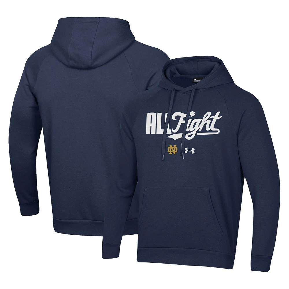 Men's Under Armour Navy Notre Dame Fighting Irish All Fight Raglan Pullover Hoodie