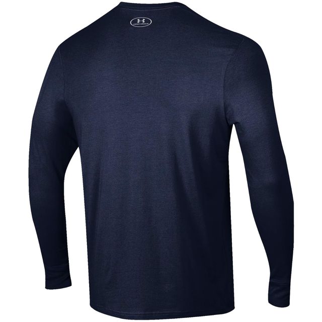 Under Armour - T-shirt à manches longues Notre Dame Fighting Irish Arched Two-Hit Performance pour homme Bleu marine