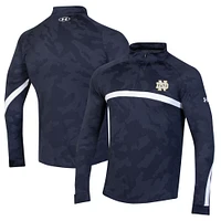 Under Armour Navy Notre Dame Fighting Irish Game Day Camo Raglan Quarter-Zip Top pour hommes