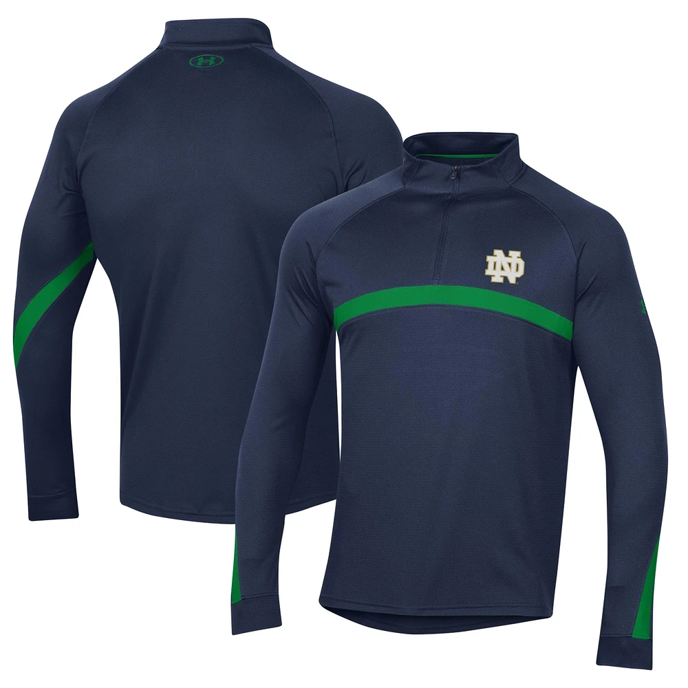 Under Armour Navy Notre Dame Fighting Irish Game Day Haut raglan à quart de zip pour hommes