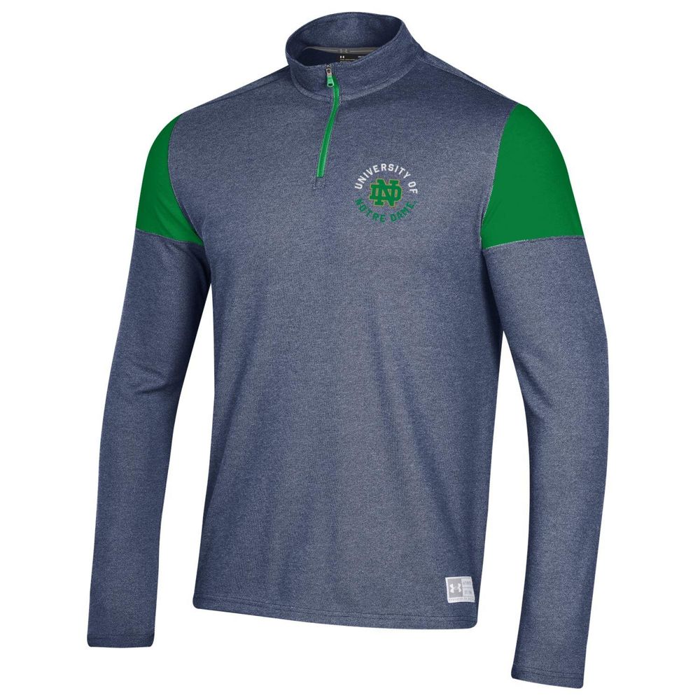 Men's Under Armour Navy Notre Dame Fighting Irish Gameday Tri-Blend Quarter-Zip Jacket