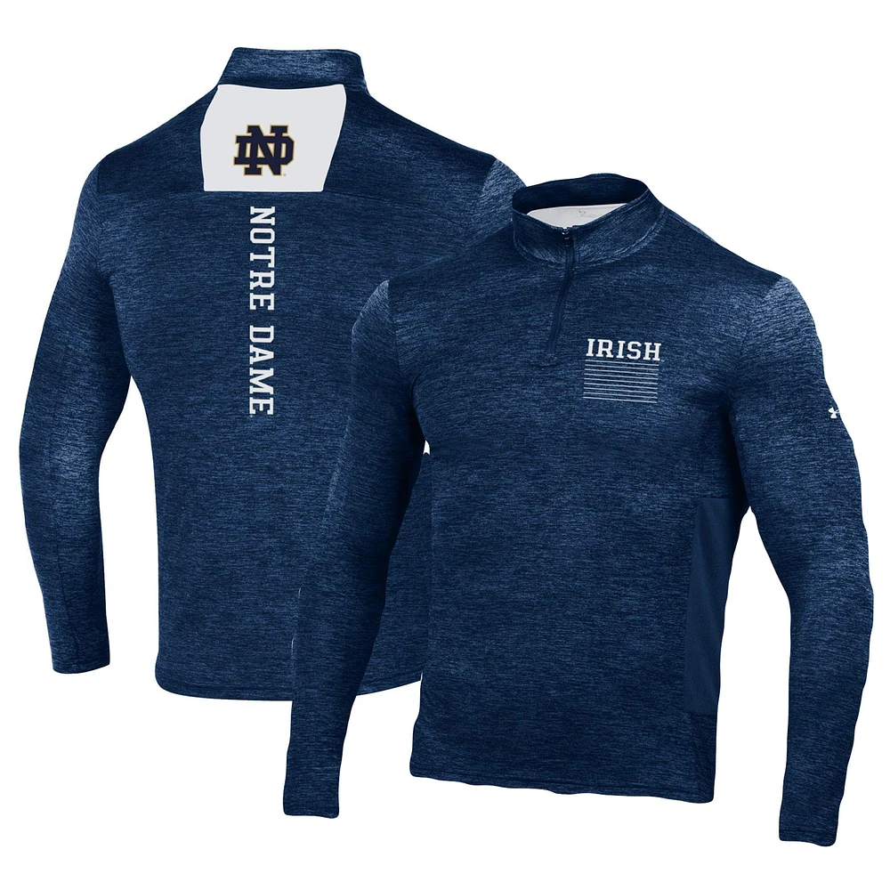 Under Armour - Notre Dame Fighting Irish Gameday Twist Haut à quart zippé pour homme Bleu marine