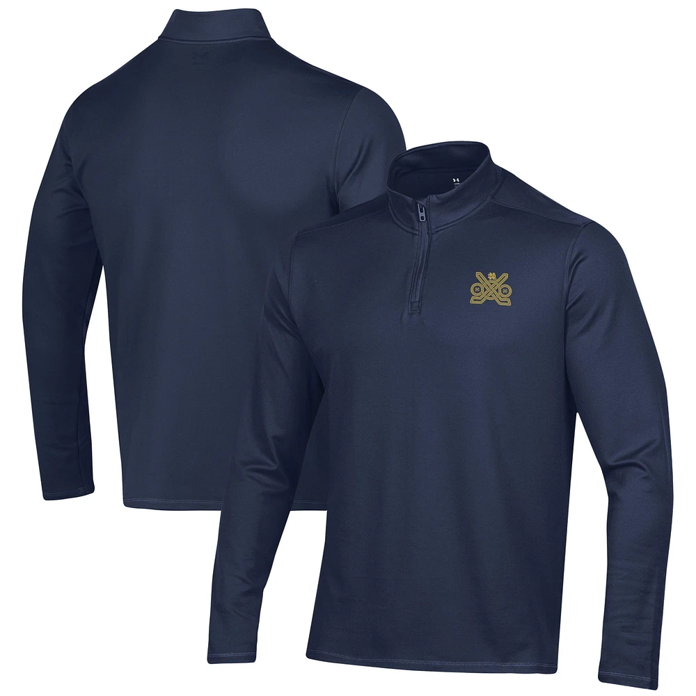 Pull à enfiler quart de zip bleu marine Under Armour Notre Dame Fighting Irish Ireland Motion pour homme