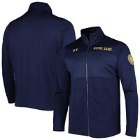 Under Armour - Notre Dame Fighting Irish Knit Veste d'échauffement entièrement zippée pour homme Bleu marine