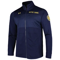 Under Armour - Notre Dame Fighting Irish Knit Veste d'échauffement entièrement zippée pour homme Bleu marine