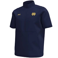 Haut à manches courtes et fermeture éclair quart de tour pour homme Under Armour Navy Notre Dame Fighting Irish Motivate