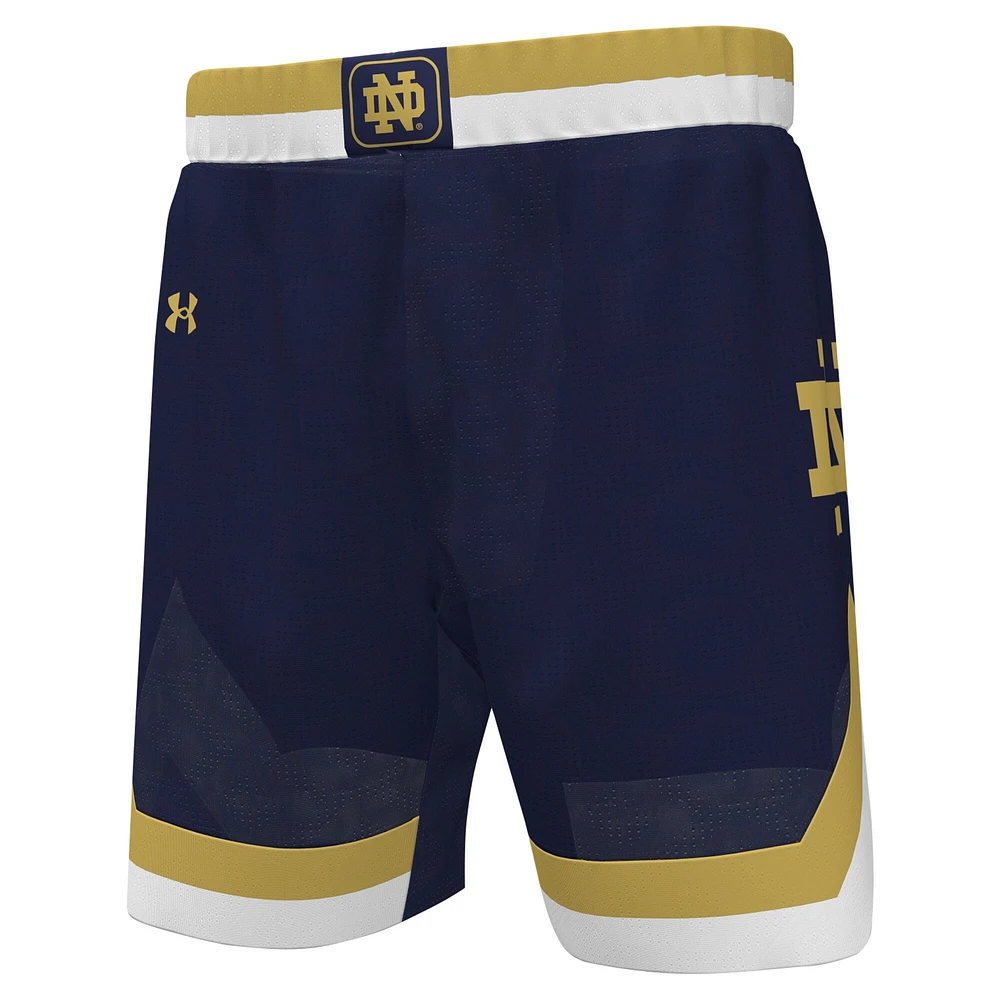 Short de basket-ball Under Armour Notre Dame Fighting Irish Replica pour hommes, bleu marine