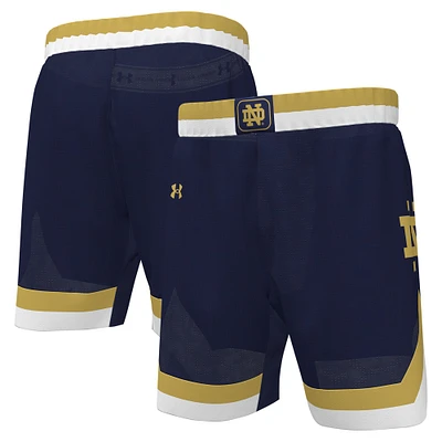 Short de basket-ball Under Armour Notre Dame Fighting Irish Replica pour hommes, bleu marine