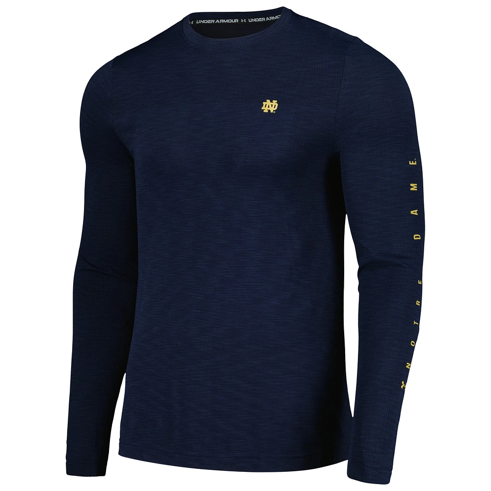 Men's Under Armour  Navy Notre Dame Fighting Irish Seamless Long Sleeve T-Shirt