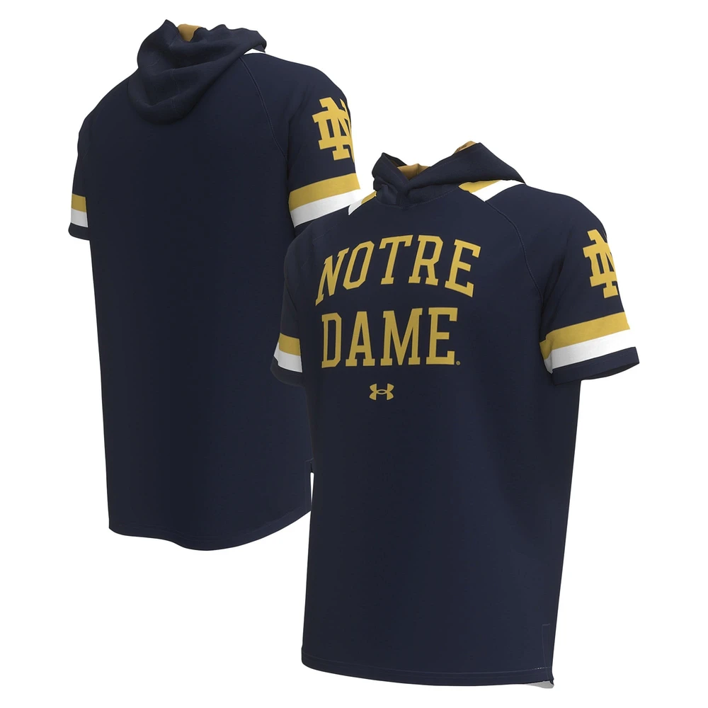 Under Armour Navy Notre Dame Fighting Irish Shooter Raglan T-shirt à capuche pour hommes