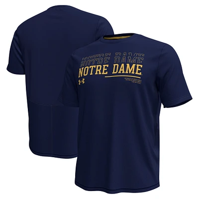 T-shirt Under Armour bleu marine pour homme avec logo Notre Dame Fighting Irish Sideline Knockout