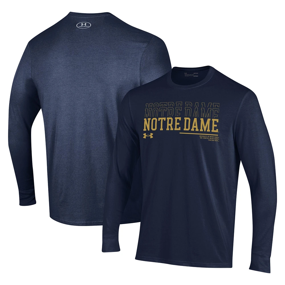 Men's Under Armour Navy Notre Dame Fighting Irish Sideline Long Sleeve T-Shirt