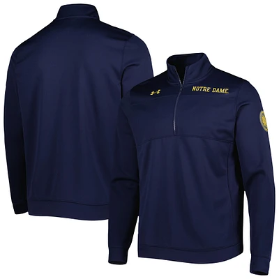 Under Armour - Notre Dame Fighting Irish Veste universelle à col montant et demi-zip pour homme Bleu marine
