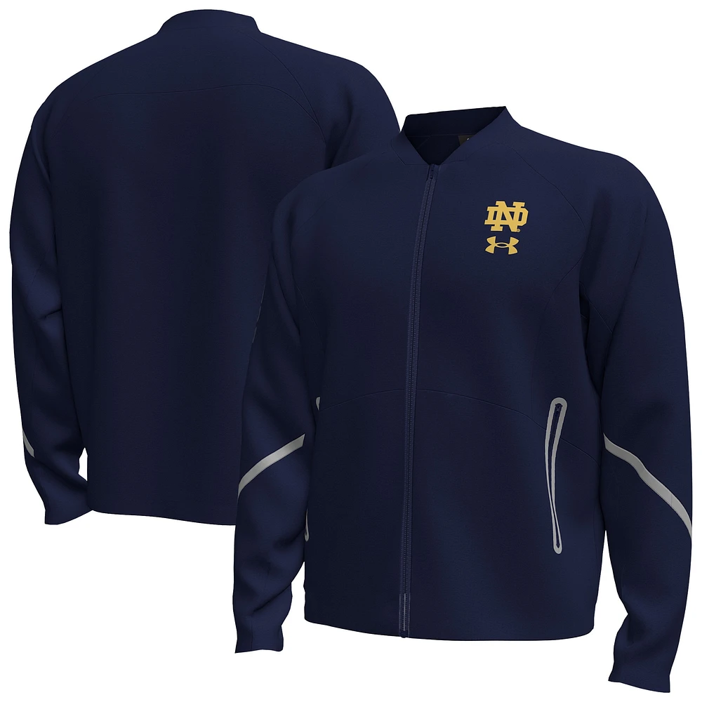 Veste bomber zippée intégrale Under Armour Navy Notre Dame Fighting Irish Unstoppable pour homme