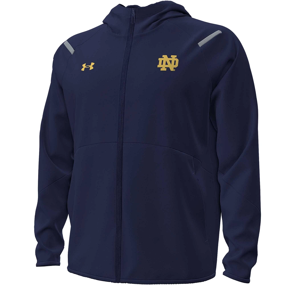 Men's Under Armour Navy Notre Dame Fighting Irish Unstoppable Performance Fleece Hoodie Half-Zip Jacket