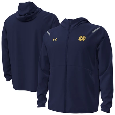 Men's Under Armour Navy Notre Dame Fighting Irish Unstoppable Performance Fleece Hoodie Half-Zip Jacket