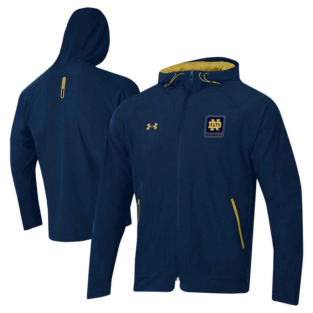 Men's Under Armour Navy Notre Dame Fighting Irish Unstoppable Raglan Full-Zip Jacket