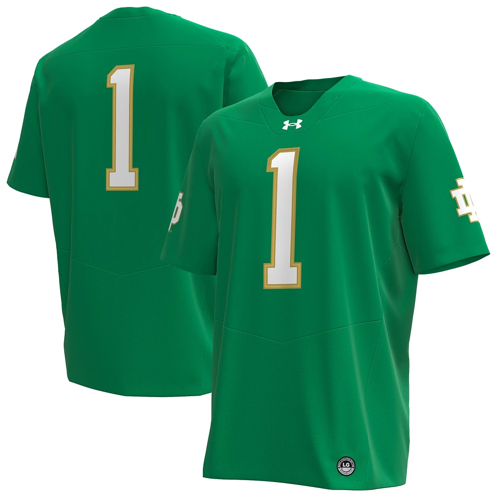 Men's Under Armour #1 Kelly Green Notre Dame Fighting Irish Premier Football Jersey