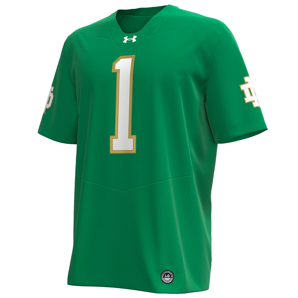 Men's Under Armour #1 Kelly Green Notre Dame Fighting Irish Premier Football Jersey