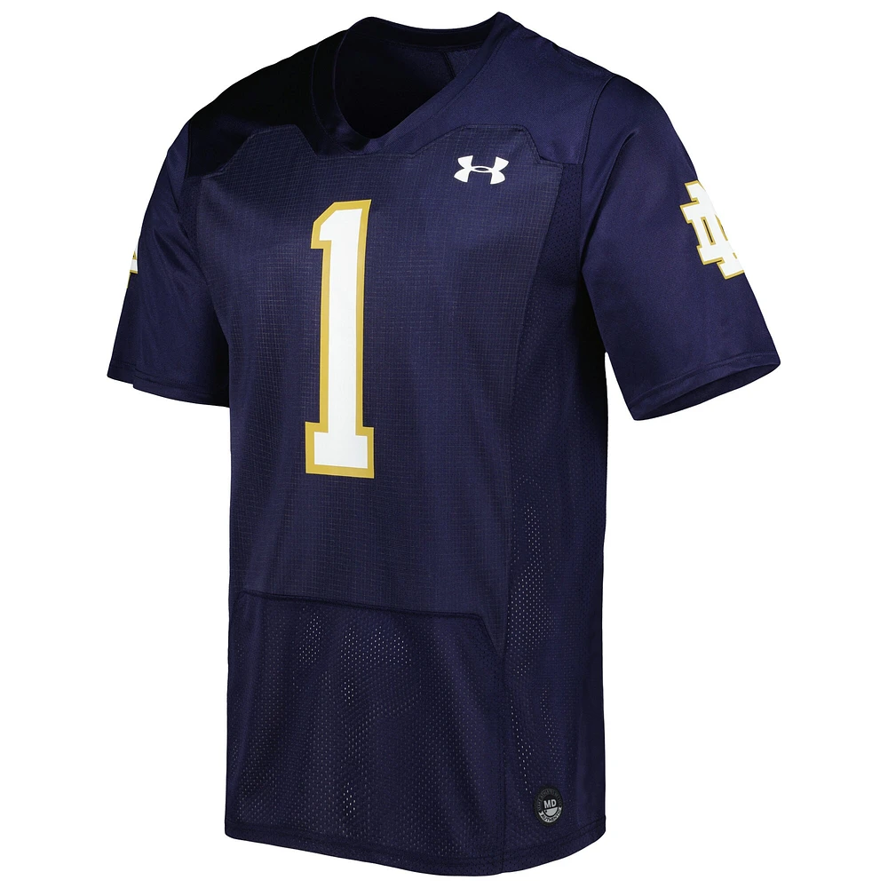 Men's Under Armour #1 Navy Notre Dame Fighting Irish Team Wordmark Replica Football Jersey