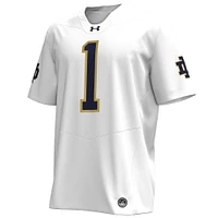 Men's Under Armour #1 White Notre Dame Fighting Irish Premier Football Jersey