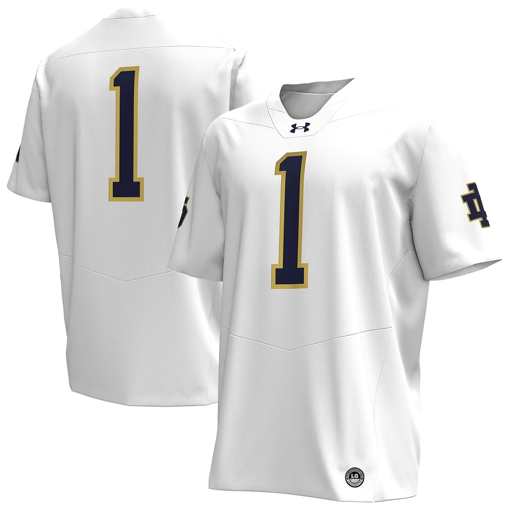 Under Armour #1 Blanc Notre Dame Fighting Irish Replica Maillot de football pour homme