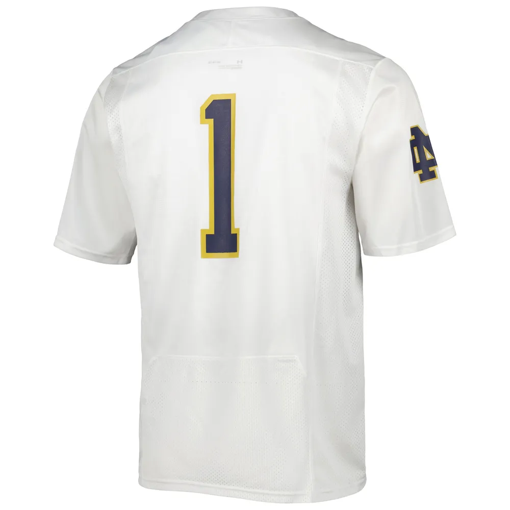 Men's Under Armour #1 White Notre Dame Fighting Irish Team Wordmark Replica Football Jersey