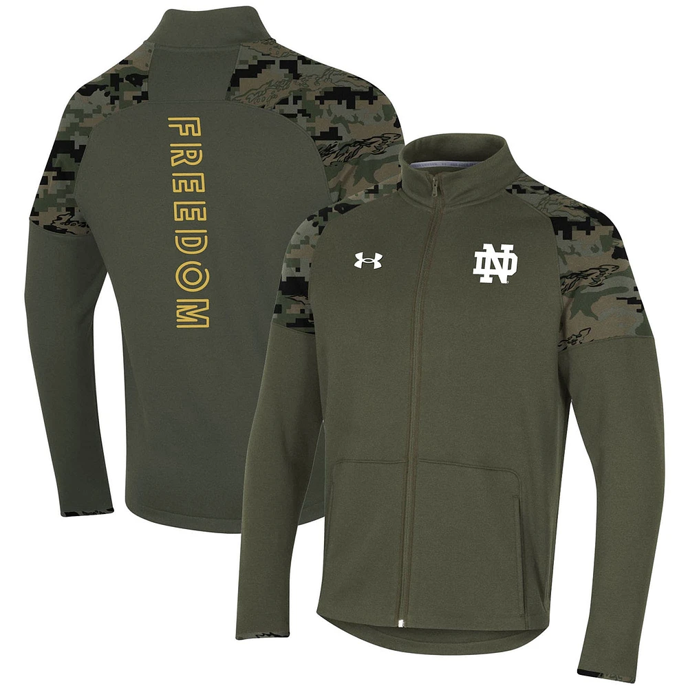 Under Armour Olive Notre Dame Fighting Irish Freedom Veste polaire entièrement zippée pour hommes