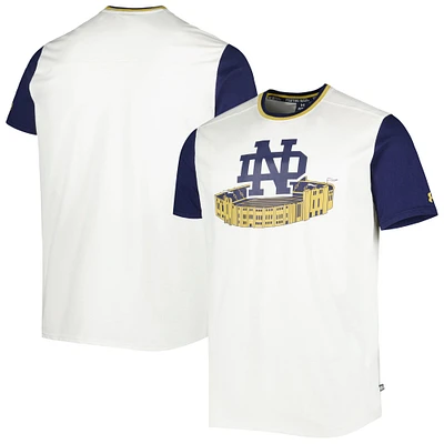 Under Armour - T-shirt Notre Dame Fighting Irish Iconic Block blanc/bleu marine pour homme