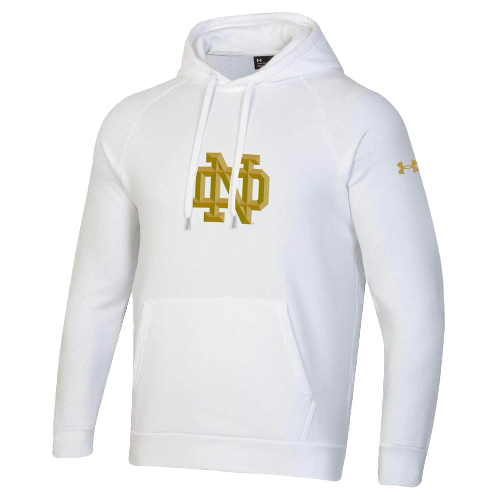 Sweat à capuche blanc Under Armour Notre Dame Fighting Irish 2024 Shamrock Series Rival pour hommes