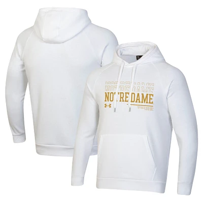 Men's Under Armour White Notre Dame Fighting Irish 2024 Sideline Wordmark Rival Pullover Hoodie