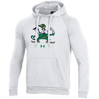 Men's Under Armour White Notre Dame Fighting Irish Mascot School Logo All Day Raglan Pullover Hoodie