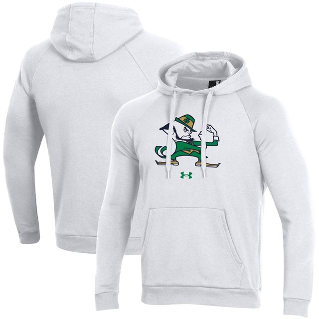 Under Armour White Notre Dame Fighting Irish Mascot School Logo Pull à capuche raglan toute la journée pour homme