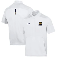 Veste blanche à demi-zip Under Armour Notre Dame Fighting Irish Motivate pour hommes