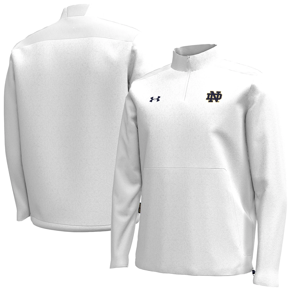 Veste de performance à fermeture éclair quart tour Motivate Notre Dame Fighting Irish pour homme d'Under Armour blanche