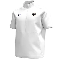 Haut à manches courtes et fermeture éclair quart de tour pour homme Under Armour Notre Dame Fighting Irish Motivate blanc