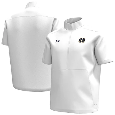 Haut à manches courtes et fermeture éclair quart de tour pour homme Under Armour Notre Dame Fighting Irish Motivate blanc