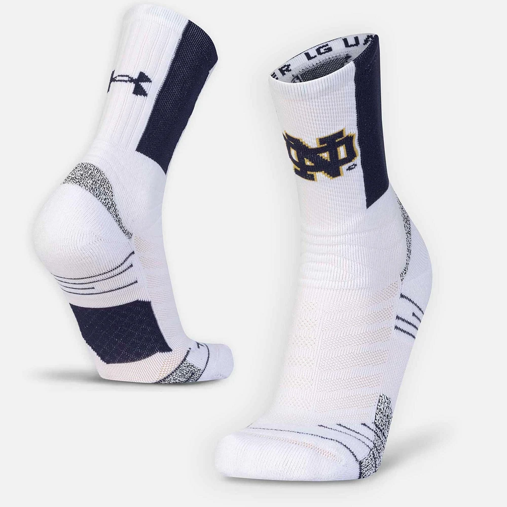 Chaussettes blanches Under Armour Notre Dame Fighting Irish Playmaker Crew pour hommes